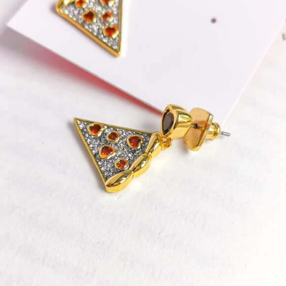 NEW KATE SPADE Pizza My Heart Gold Multicolor Drop Earrings - Picture 3 of 3